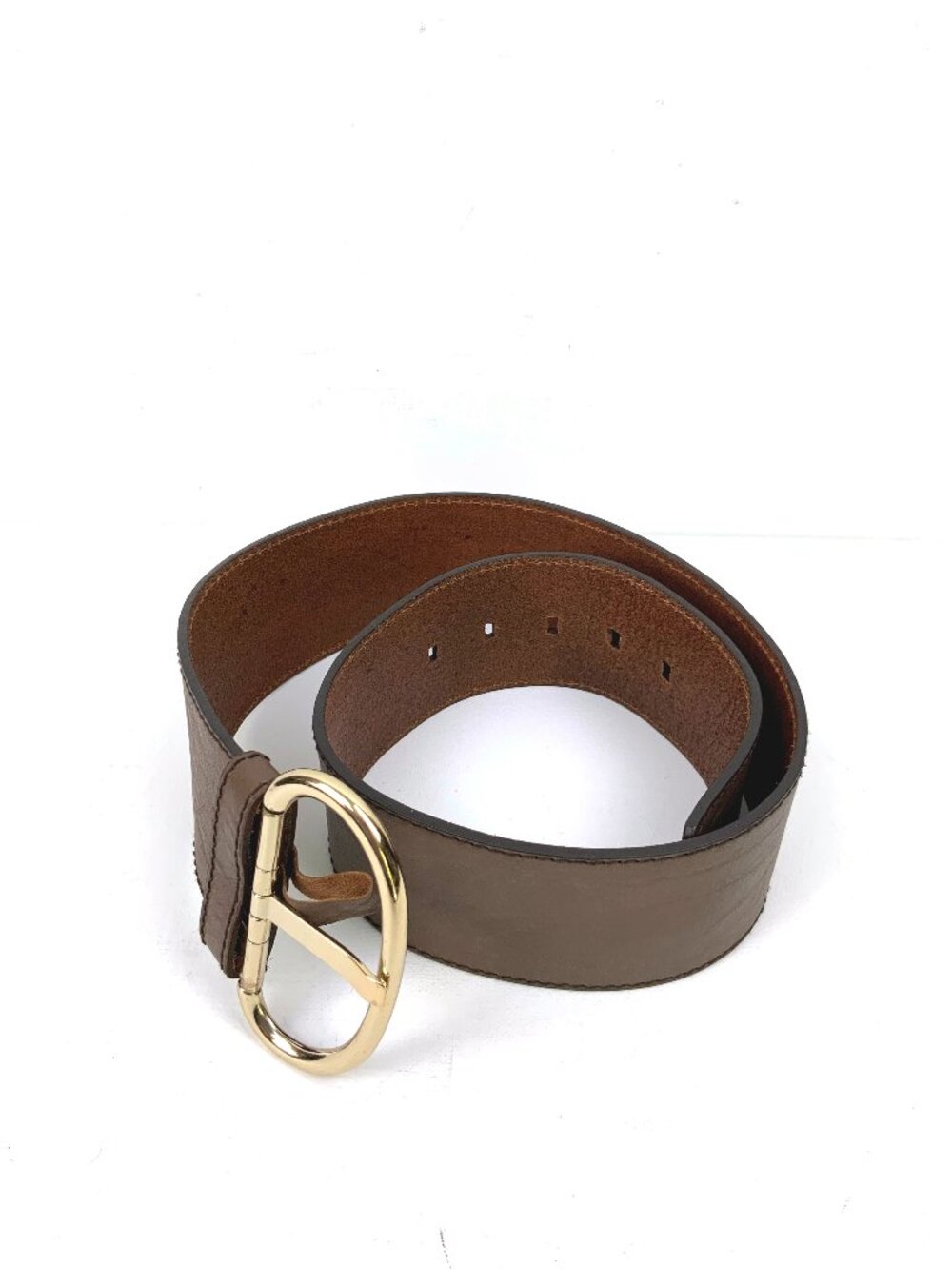 New Banana Republic Wide Brown Leather belt Gold-Tone Buckle 2.5" Sz XS